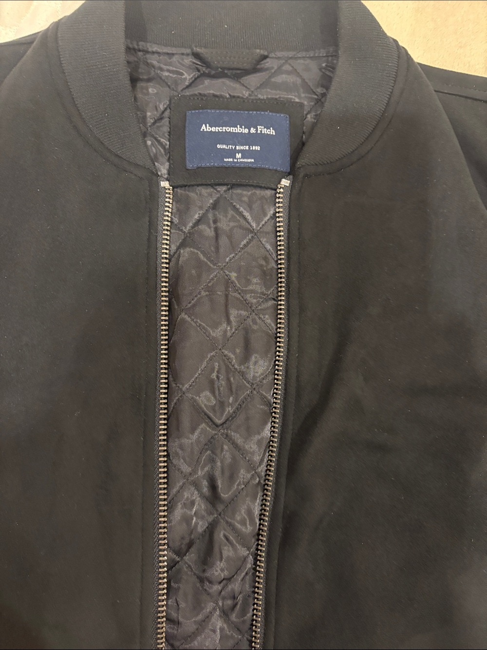 Abercrombie & Fitch Men's Black Quilted-Lined Bomber Jacket